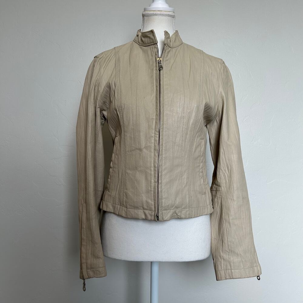 Cream leather jacket!